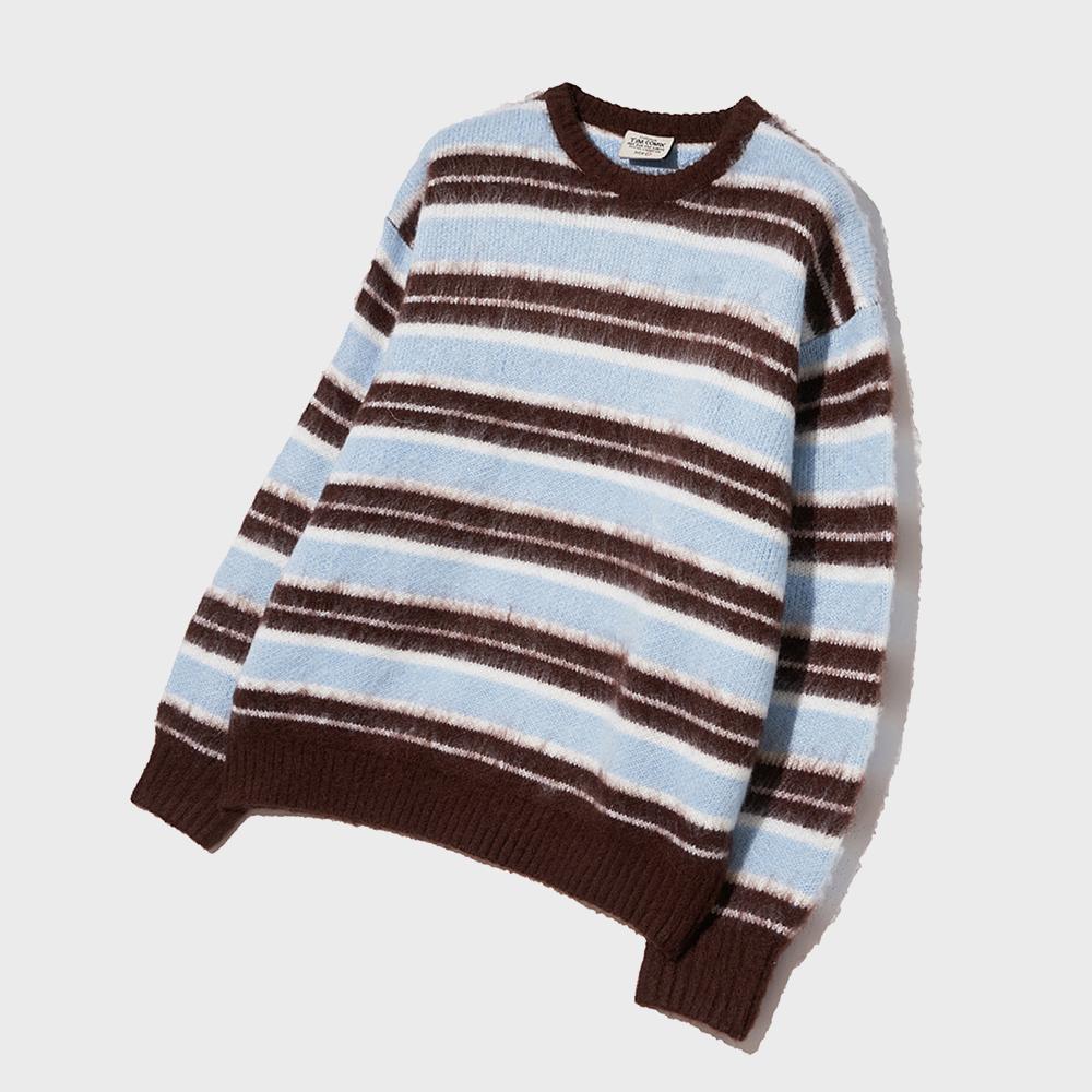 바모스 스트라이프 브러쉬 니트_라이트 블루