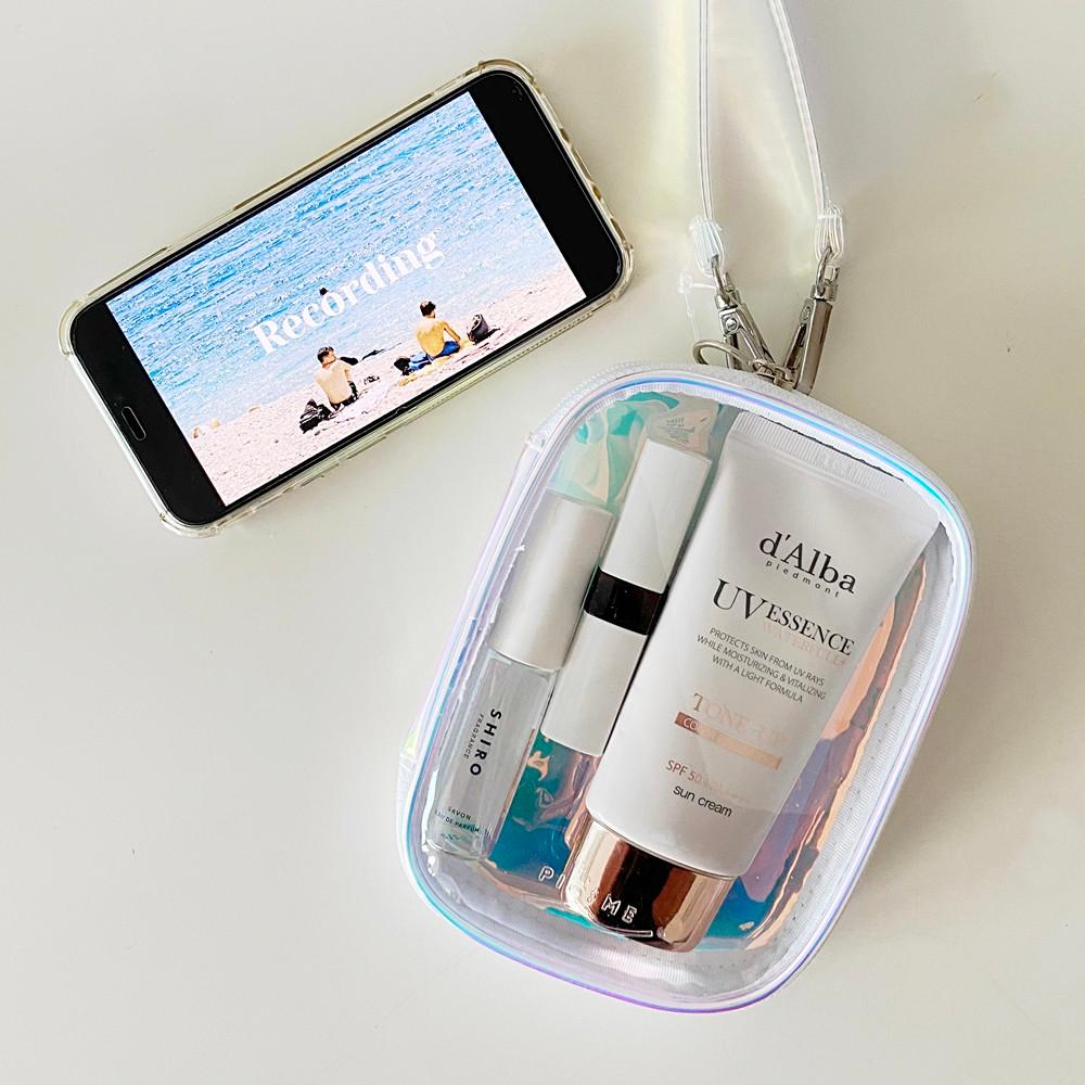 홀로그램 pvc 지퍼 미니 파우치 여행용 손 지갑