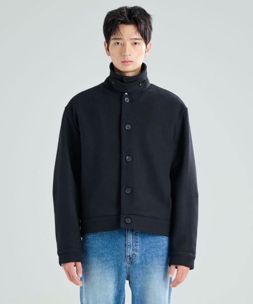 헤비 울 블렌드 숏코트 블랙