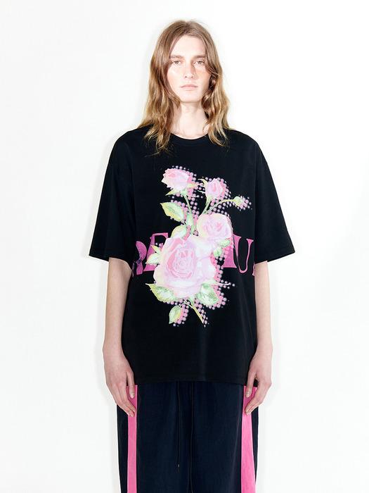 PREMIUM ROSE TEE, BLACK