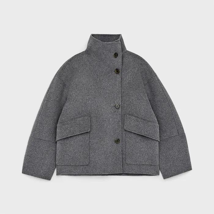 (W) 더블 울 블렌드 재킷 (1262289-002) (그레이 멜란지)