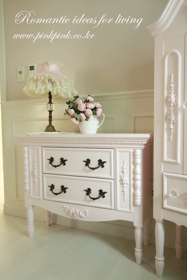 쉐비 핑크 2단 드레서 &tv 스탠드