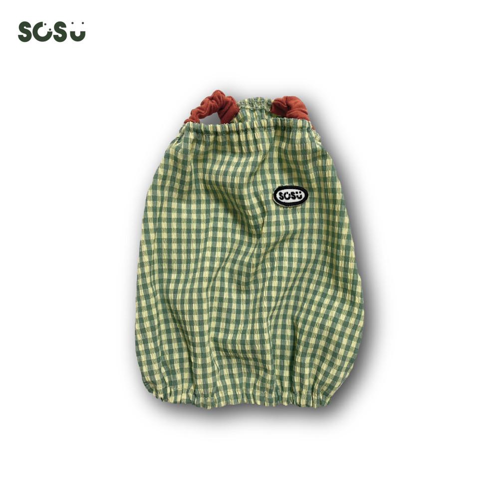 SOSU 강아지옷 여름 끈나시 체크 크롭 슬리브 _ 그린