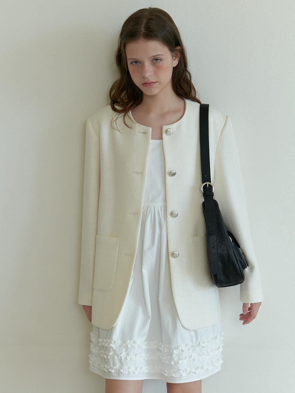 A OVER-FIT TWEED JACKET_IVORY
