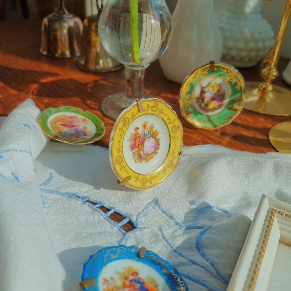 [중고]앤틱 리모지 1개구성 이젤형 리모주 리모쥬 미니어처 장식접시 프랑스감성 홈카페 티타임