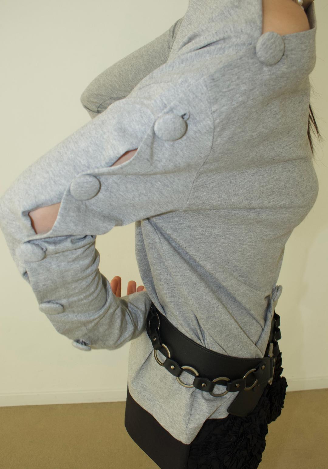 dandan button boat-neck tee (4c)