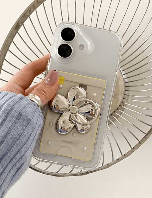 [handmade] flower finger ring pearl resin card case