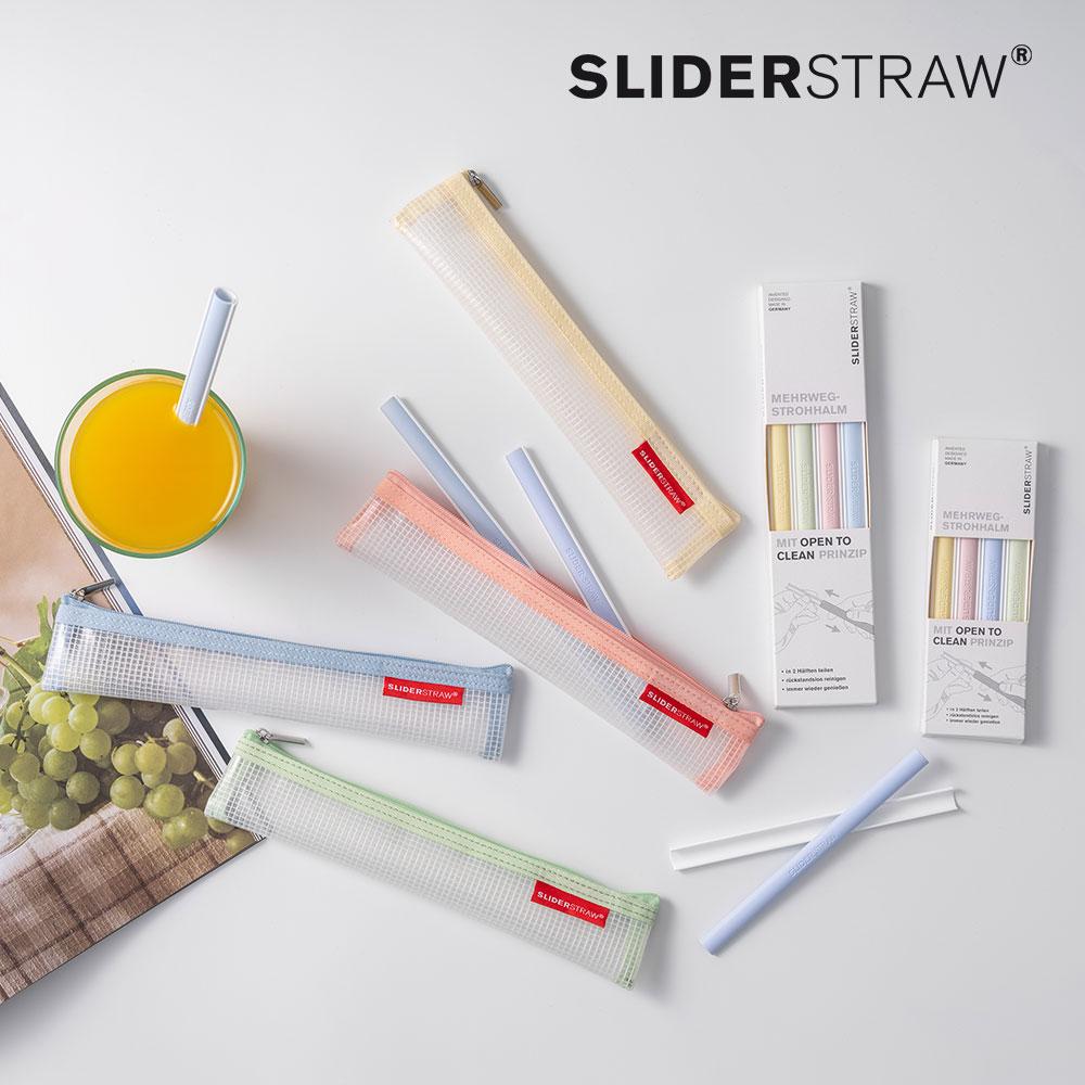 슬라이드스트로우 다회용 리유저블 빨대+파우치 케이스 세트(색상선택)