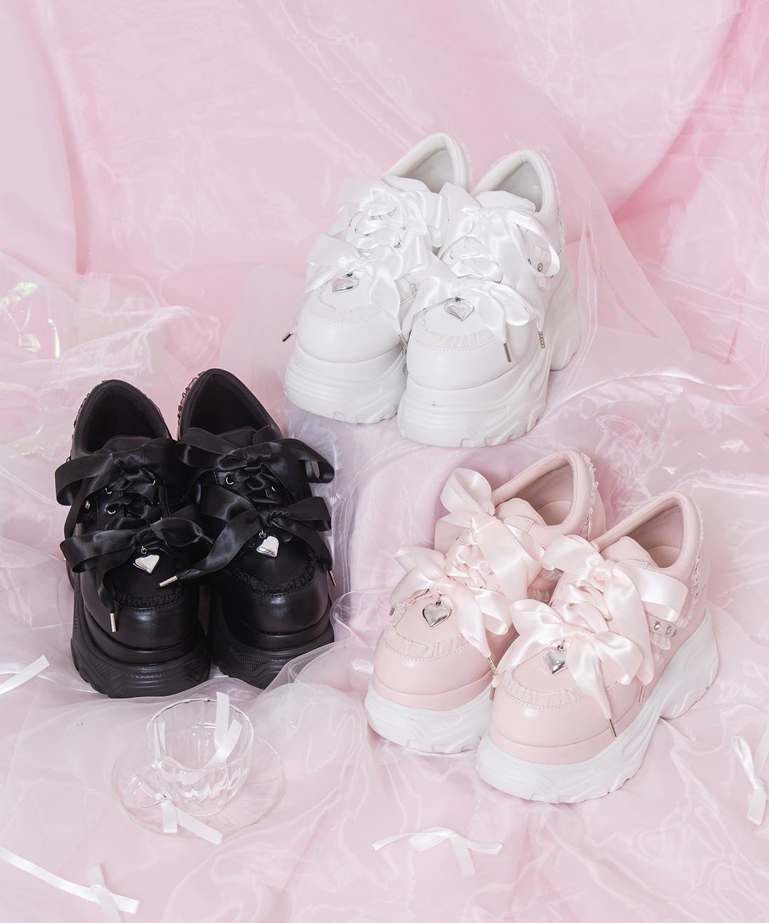 ダブルリボン厚底スニーカー