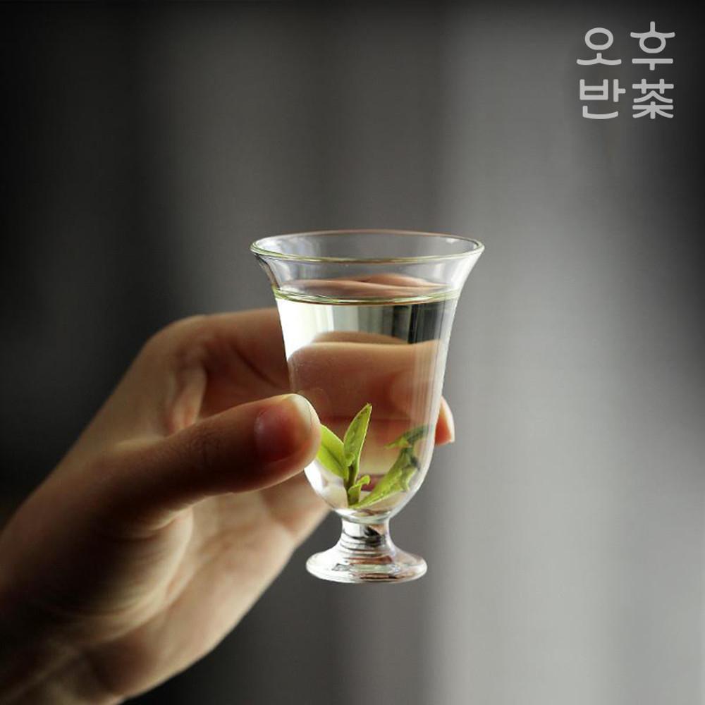 녹차우림 유리 찻잔 내열유리 미니잔 꽃잔 굽잔 스템잔