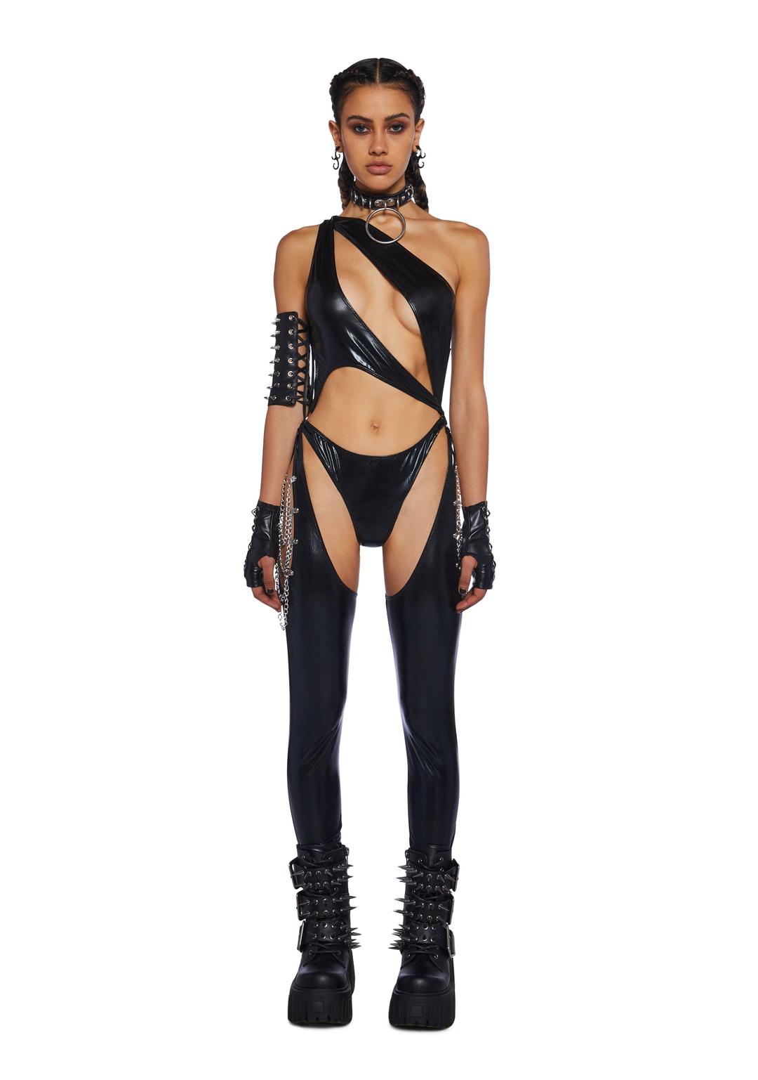 Onyx Prism Moonwalk Cut-Out Catsuit - BLACK / XX-Small