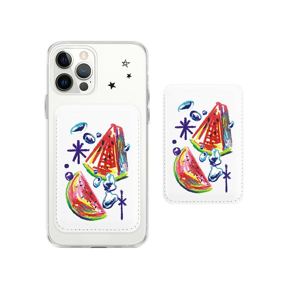 WATERMELON MAGSAFE LEATHER WALLET (워터멜론 수박 맥세이프 카드 지갑)