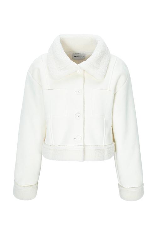 FLUFFY SHEARLING COAT-IVORY