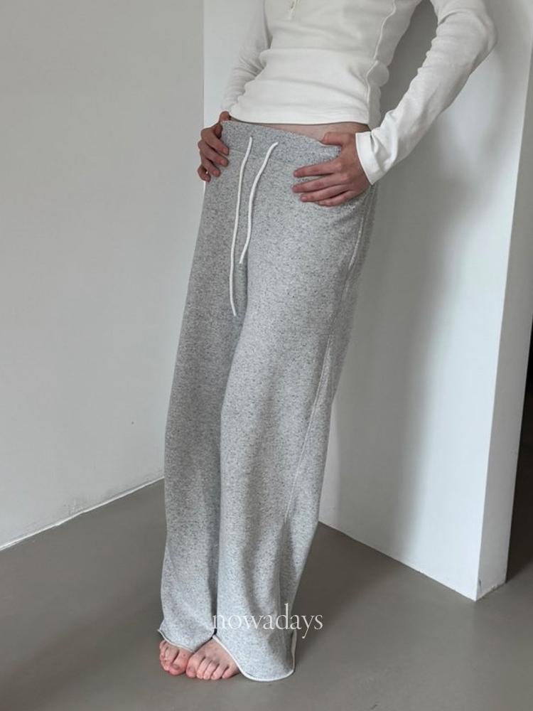 나우어데이즈 riette 리에뜨 쿠키 스웻팬츠 코튼 밴딩 일자 와이드 데일리 바지