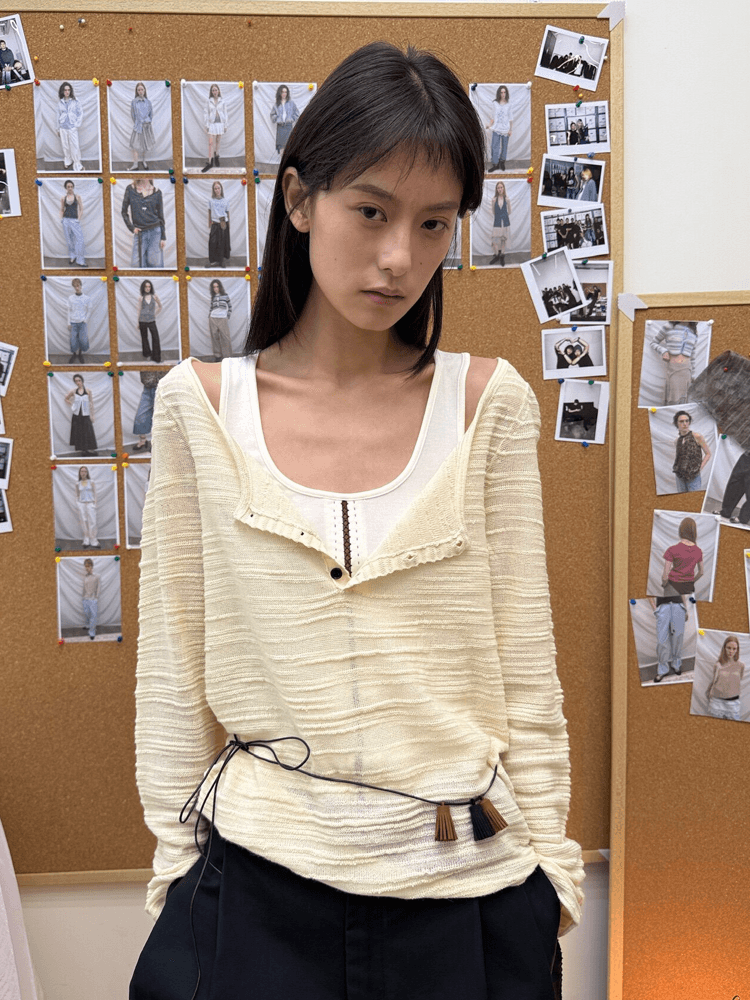 NEVERSEEZ Textured long-sleeve knit top