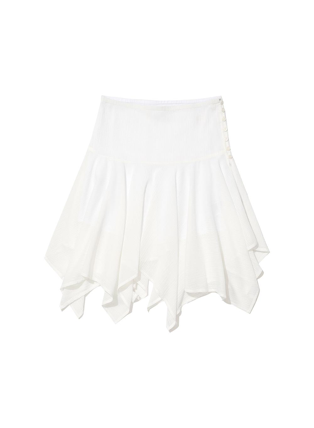 [WOMEN] SHEER ASYMMETRIC SKIRT_WHITE