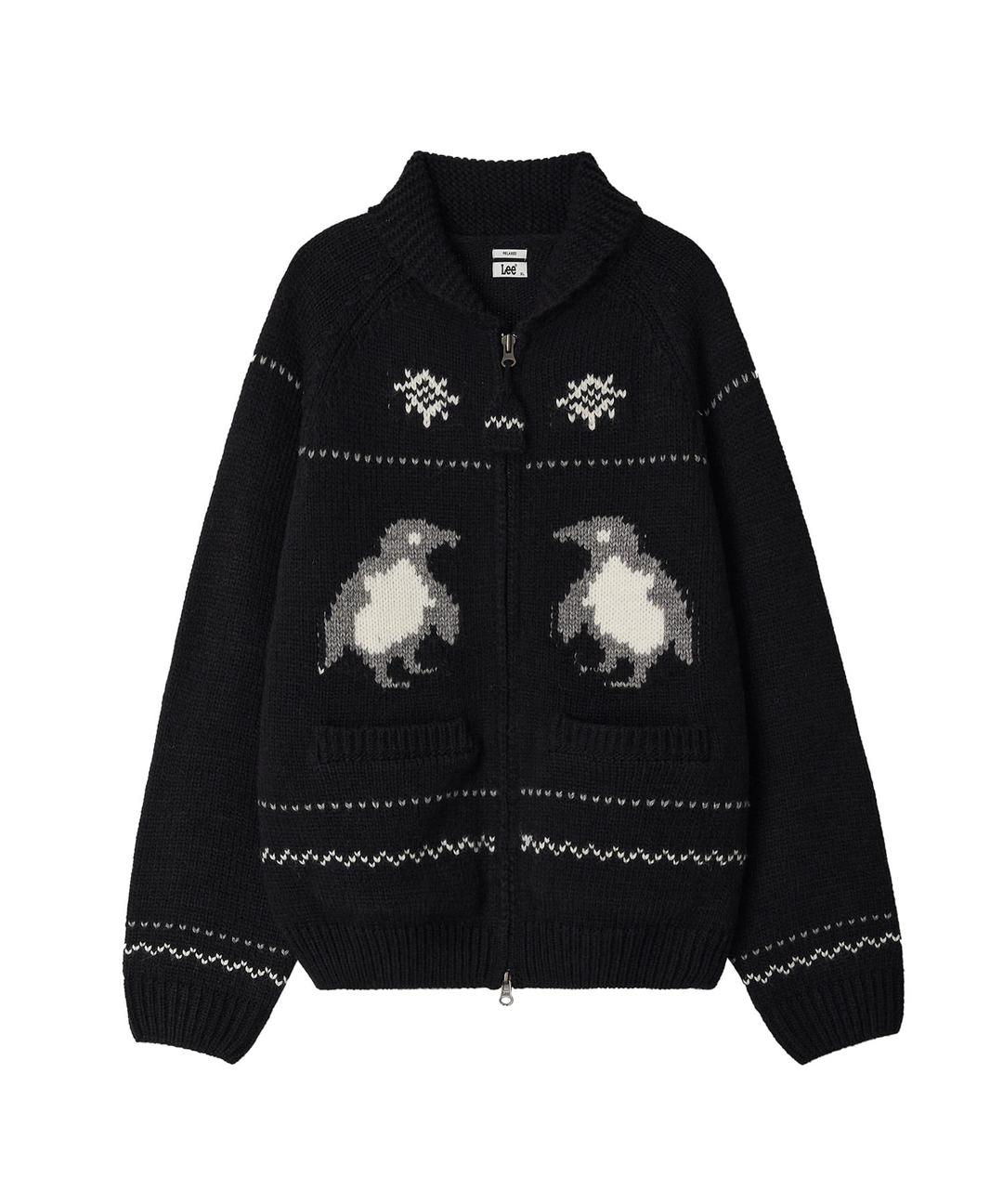 코위찬 집업 가디건 블랙