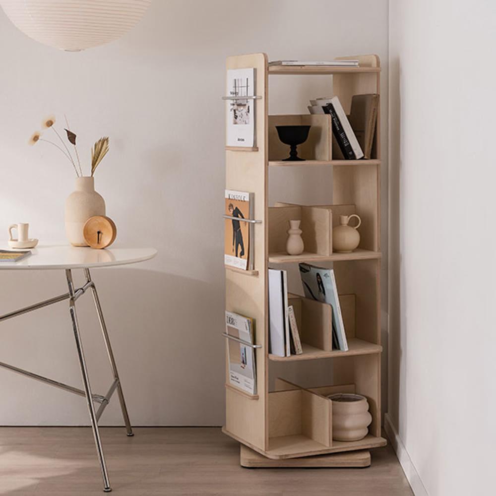 삼익가구 라운드 3단 회전책장 자작나무 원목