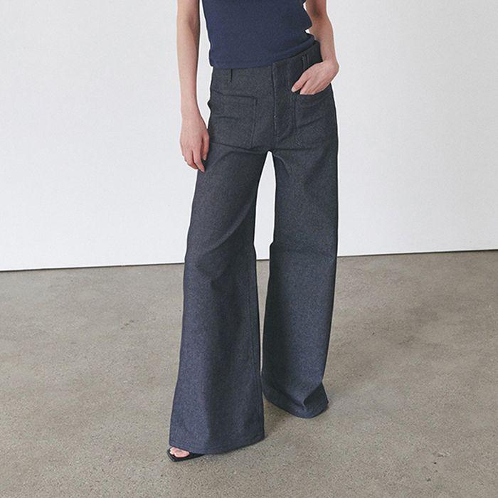 [ESSENTIAL] SEMI WIDE DENIM TROUSERS - INDIGO