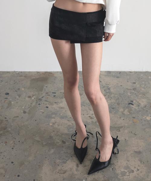 FAUX LEATHER WRAP SKIRT