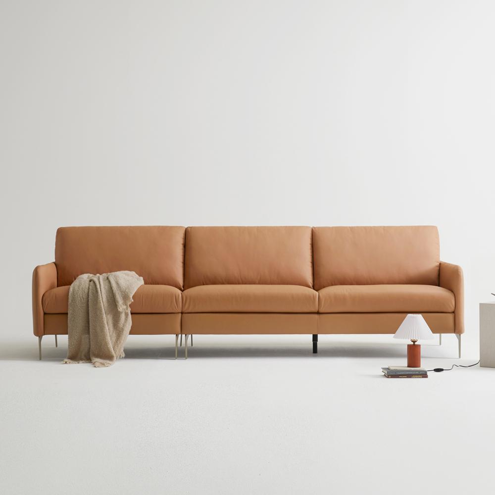 헤일리 이태리 천연면피가죽 4인 소파