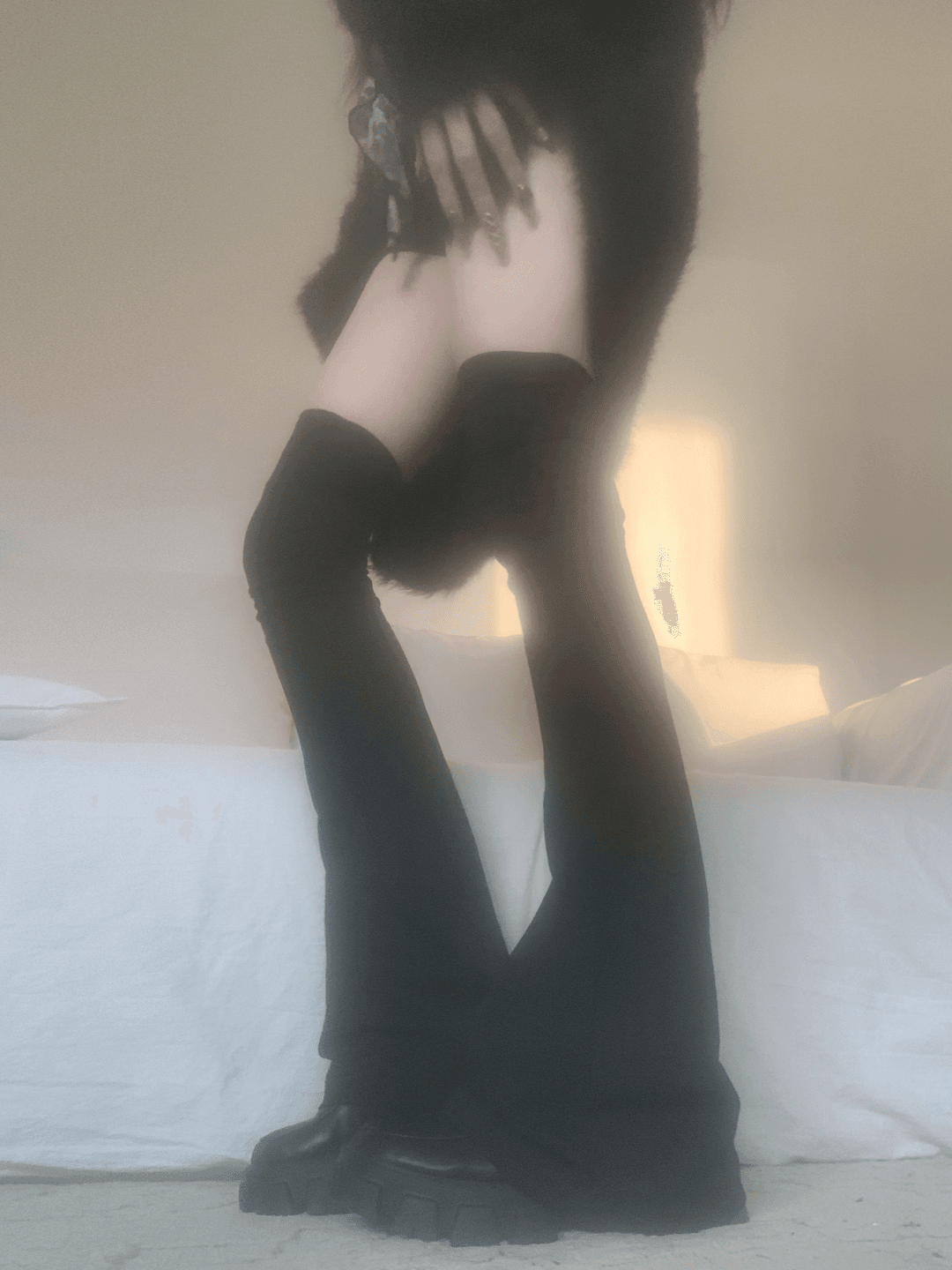 Donna Loose Fit Long Socks (Black)