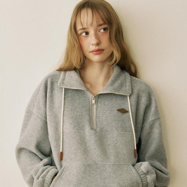 Logo Fleece Half Zip up Sweatshirt - Grey