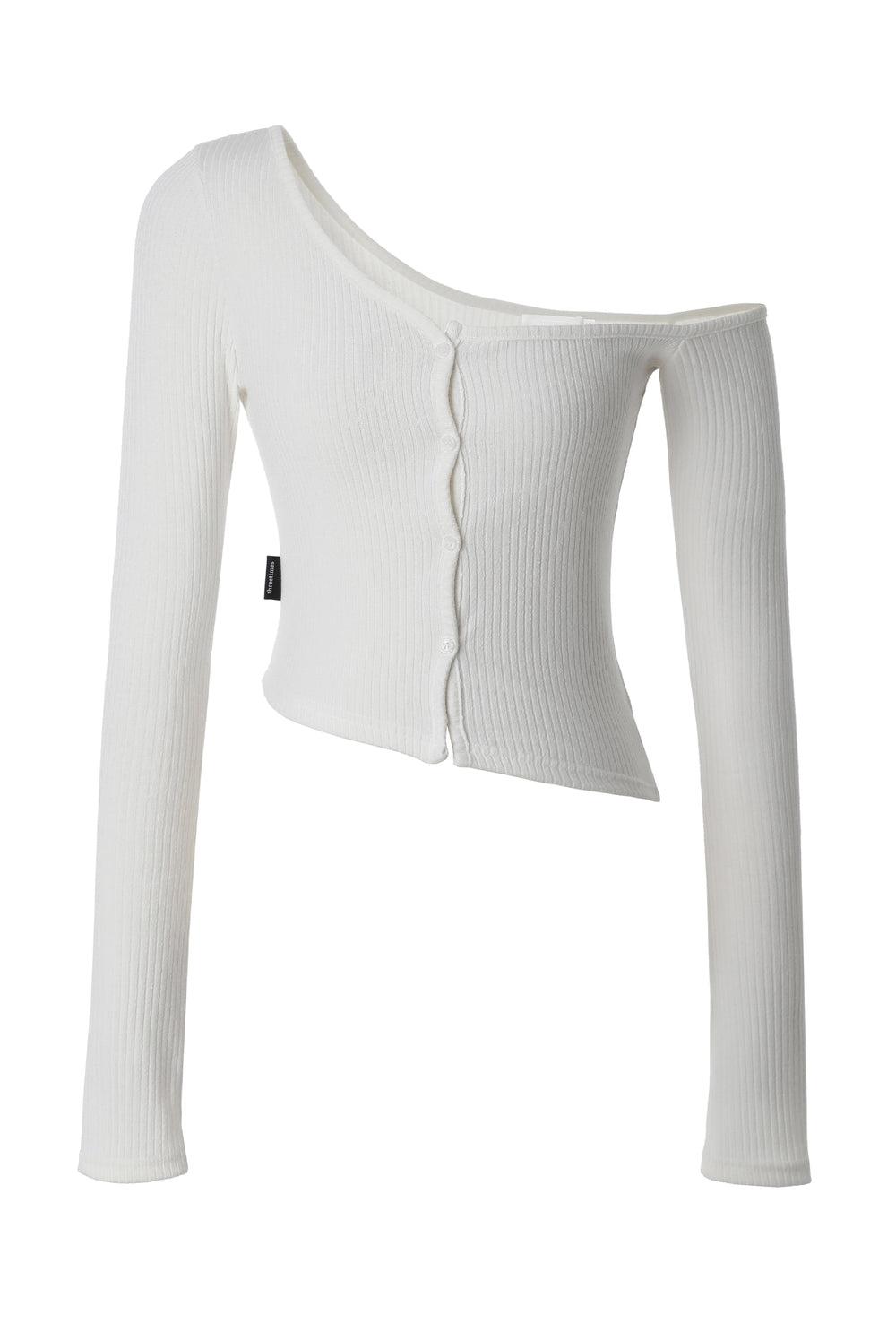 One-shoulder button tee