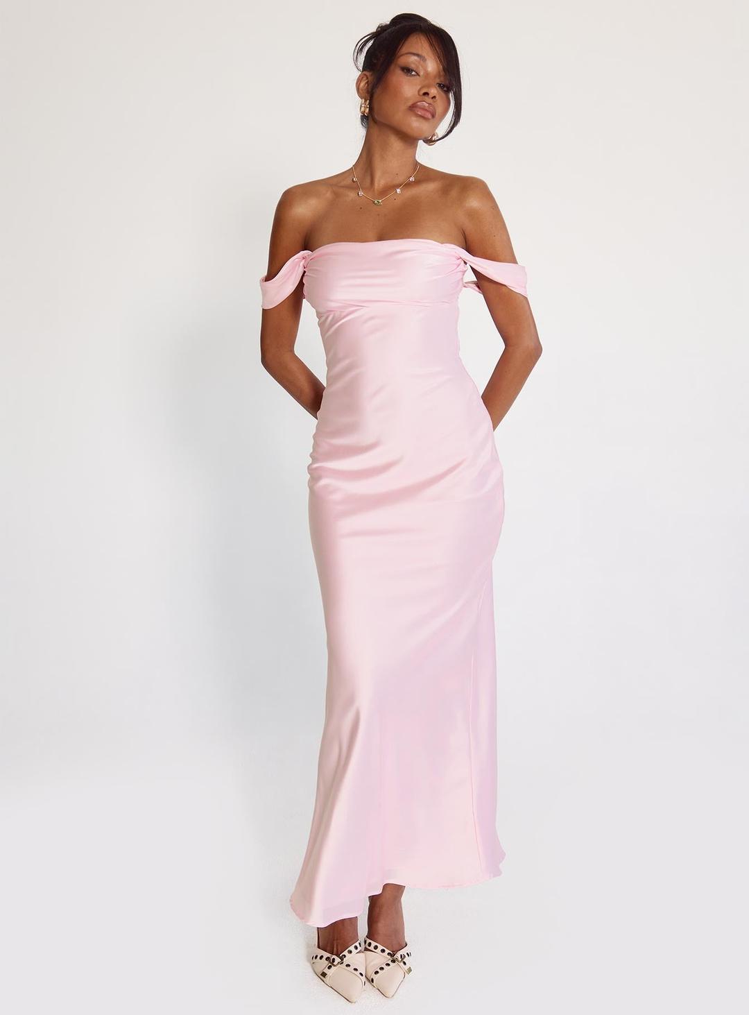 Azura Off The Shoulder Maxi Dress Pink - US 0 / Pink