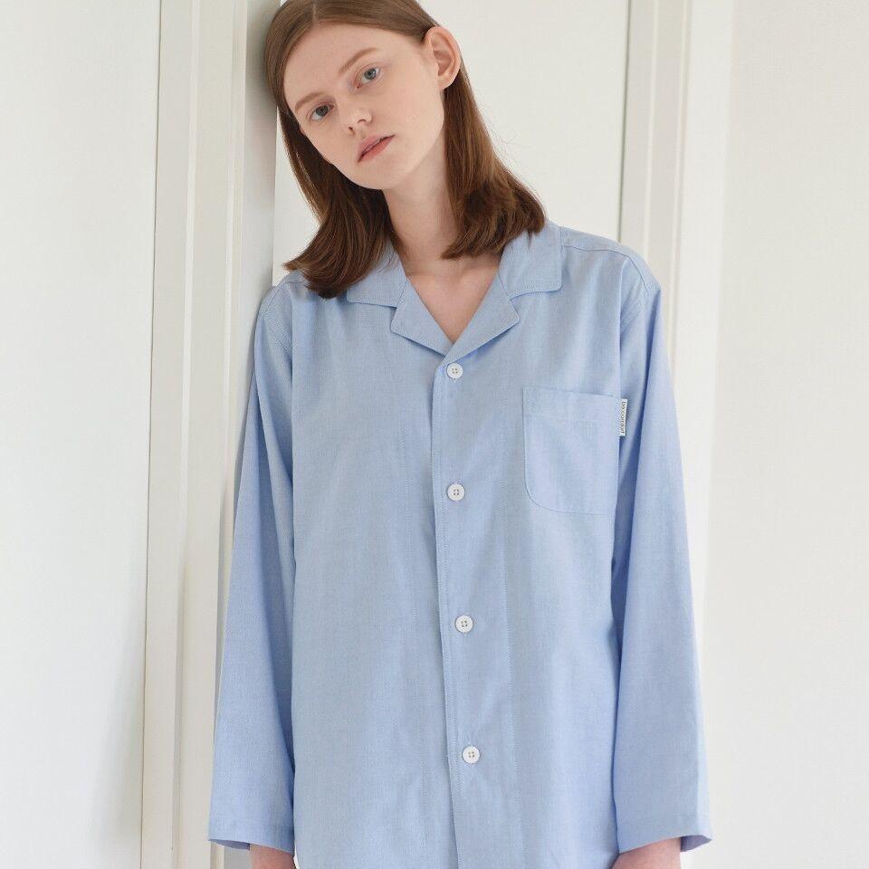 소프트 옥스포드 파자마 세트 - 블루