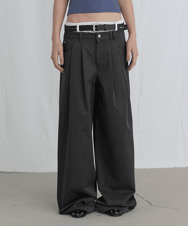UNDERWEAR LAYERED TROUSERS - CHARCOAL