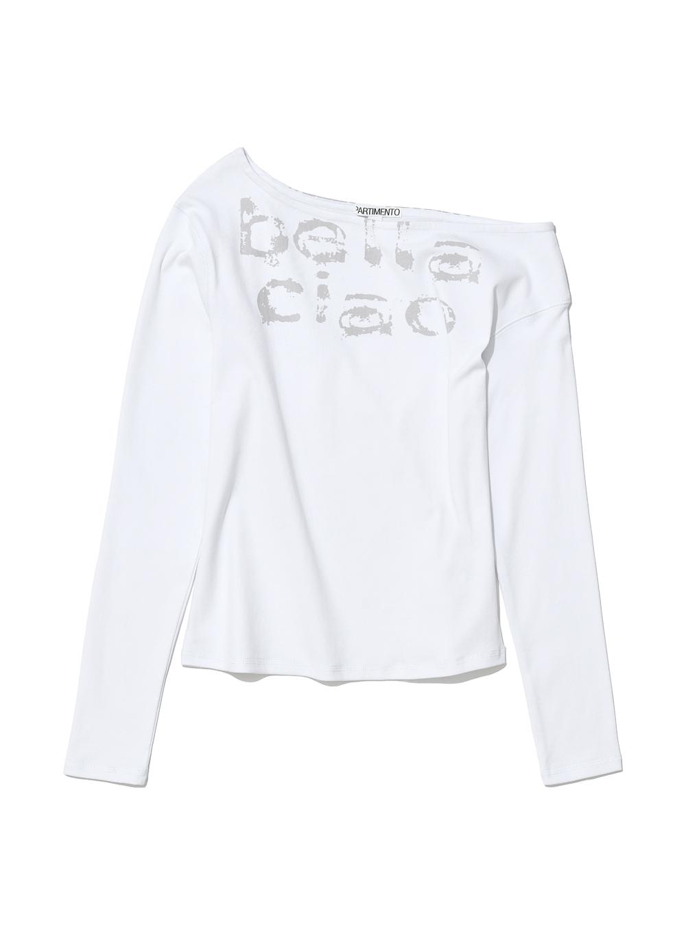 [WOMEN] CIAO BELLA 76 UNBALANCED LONG SLEEVE TEE_WHITE