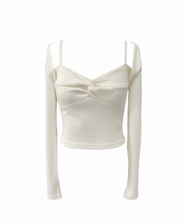 Reimy twist shirring bolero top (3colors)