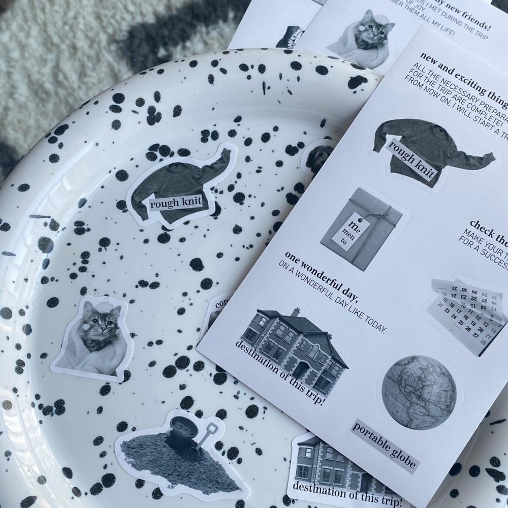 [리틀 다이어리 스티커] 힙한 사물 감성 흑백 이미지 도무송 스크랩 다꾸 용품