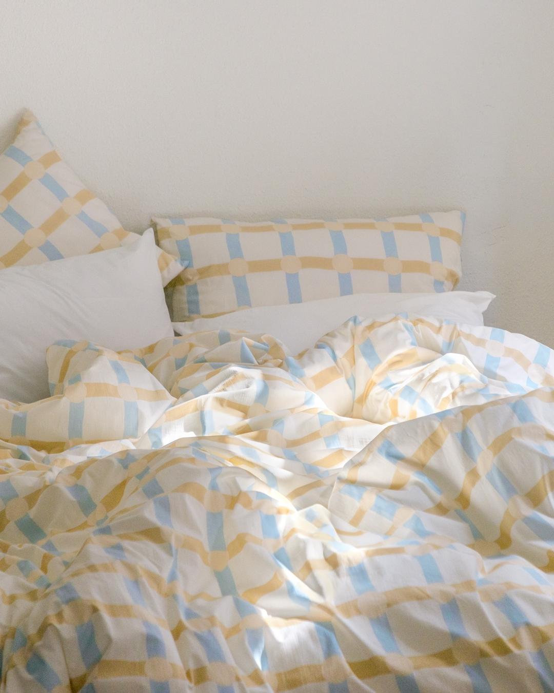 코튼모달 차렵이불 - 닷체크 블루 스트라이프 COTTON MODAL BEDDING - DOT CHECK BLUE STRIPE