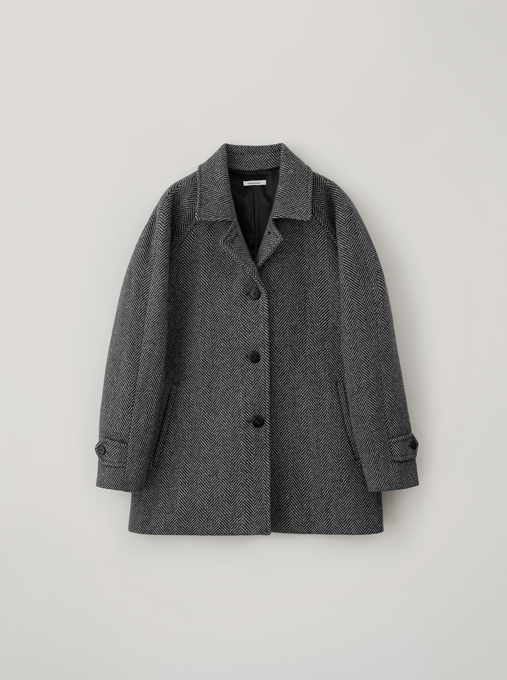 HERRINGBONE HALF COAT_SOFT BLACK