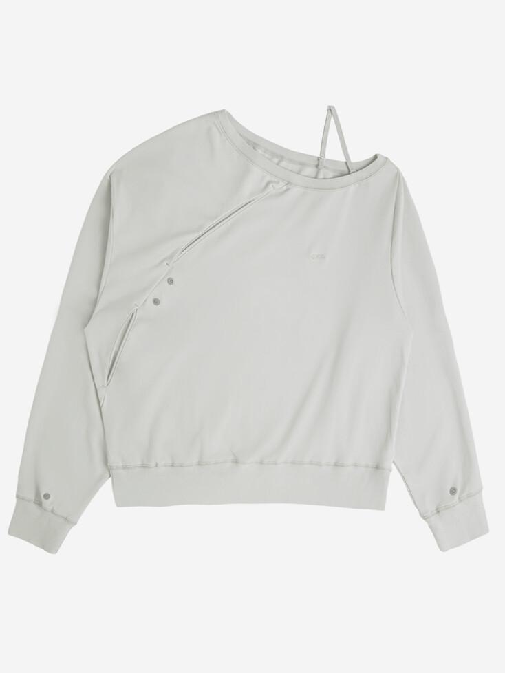 Twisted Button-Up Sweatshirt / Grey