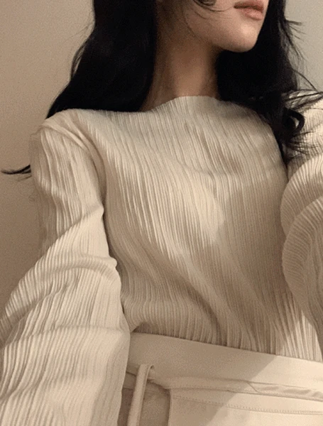 [1천장돌파][made] 얀 투웨이 플리츠 티 블라우스 (봄/간절기/데일리/데일리룩/출근룩/데이트룩/하객룩/격식룩/오피스룩/벚꽃/개강)