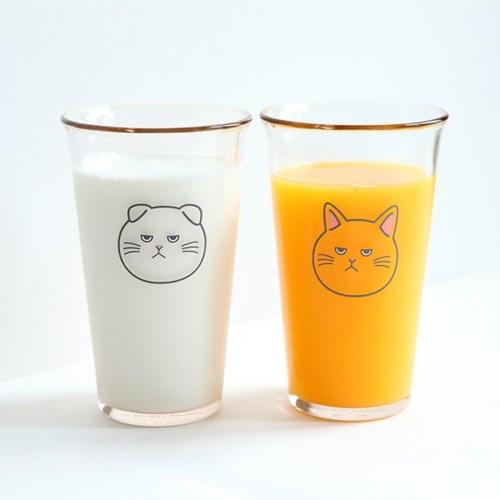 고양이 강화 유리컵 380ml/500ml