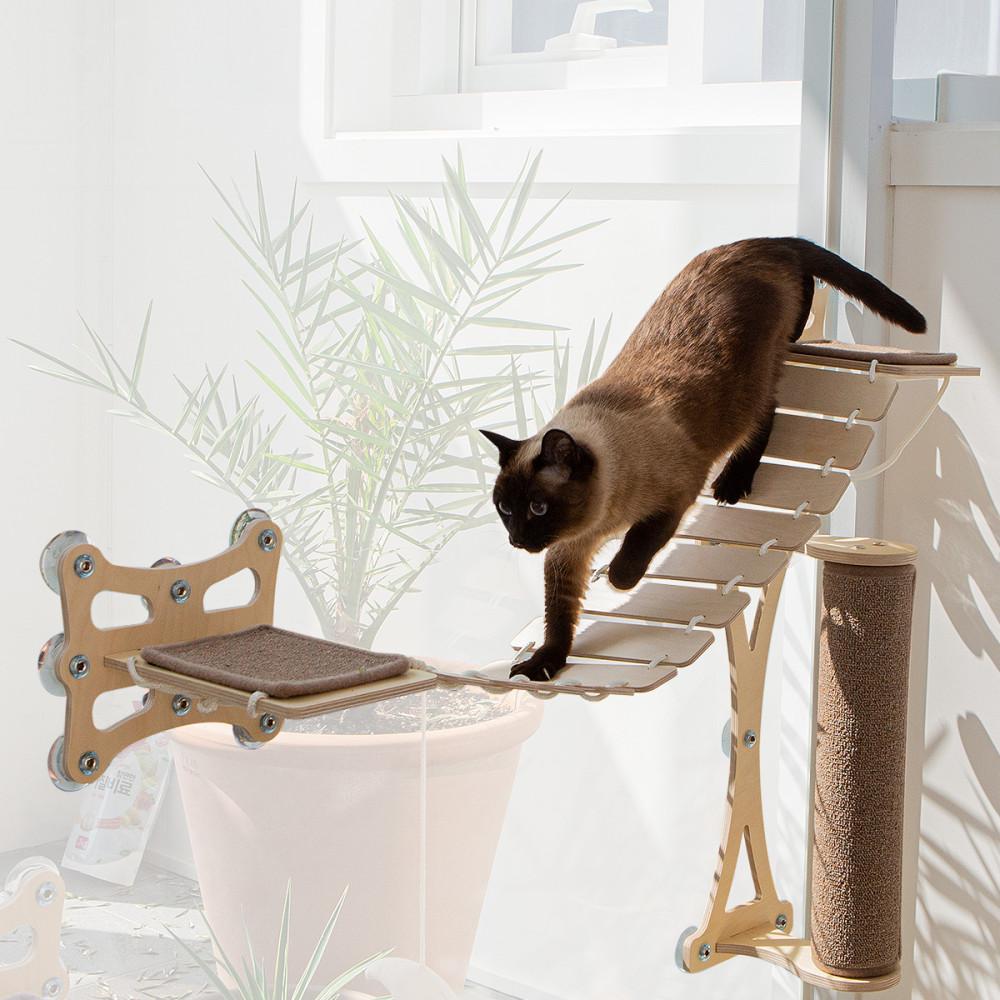 모넬로 다리냥 고양이 구름다리 창문 캣워커 원목 캣타워 캣브릿지 GO23012