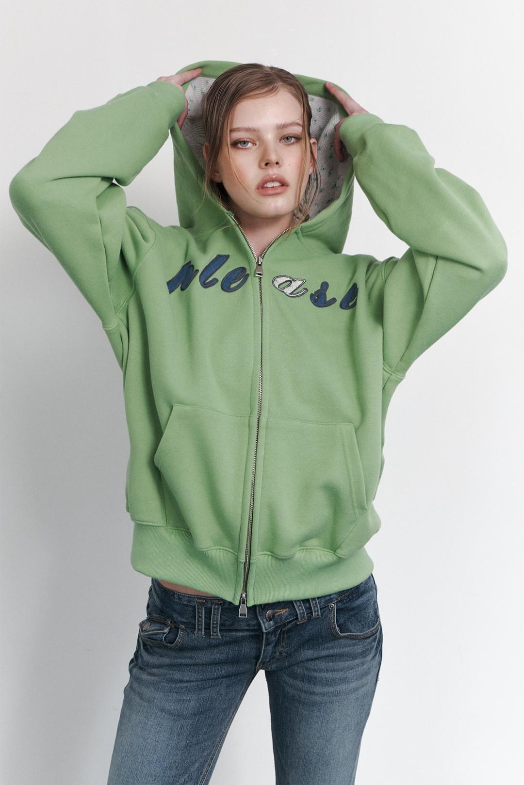 Bono patch Sweat Hoodie Zip Up (Green)