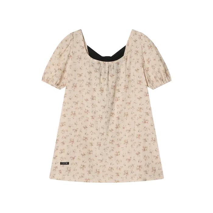 Black Tie Blouse Vintage Flower