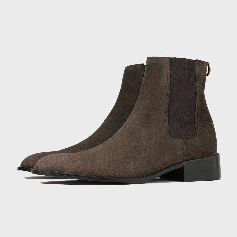 [주문제작] D링 디테일 슬림토 스웨이드 첼시부츠 3342-QS / DARK BROWN