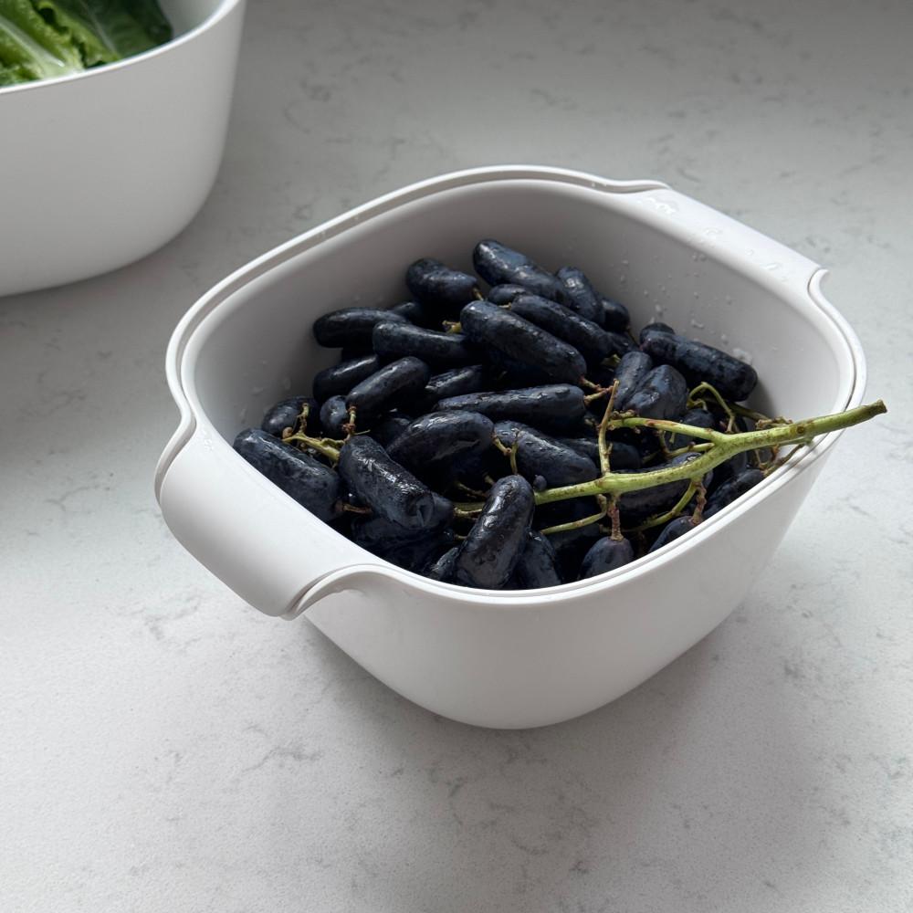 화이트 세척바구니 과일 야채 채반 소형