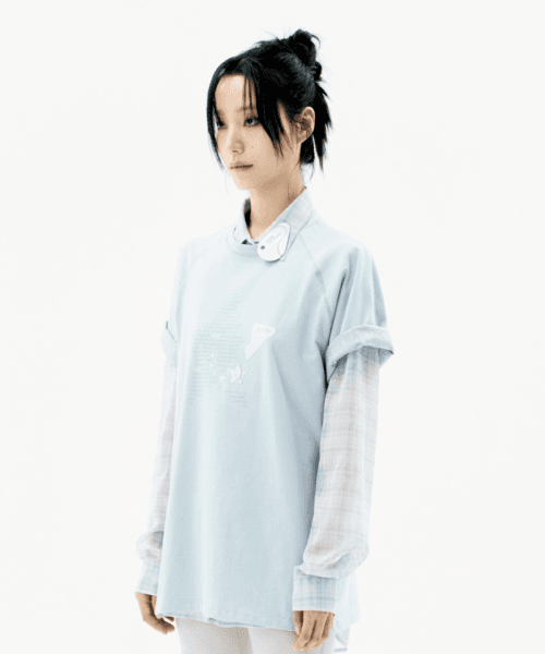 Double Sleeves Raglan T-shirt / Stone Blue