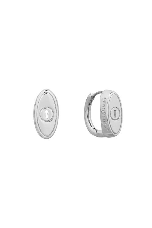 NO.578 [SILVER] ROUND KEY HOLE EARRING