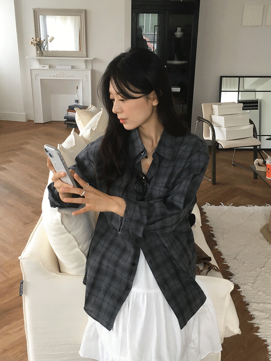 [ 모델 추천 ] 그레이쉬 체크 셔츠