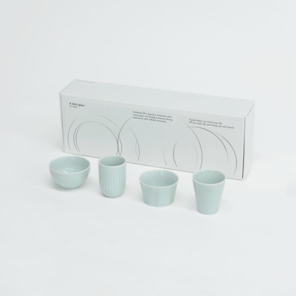 무자기 청 유광 4종 술잔 (sky gloss)