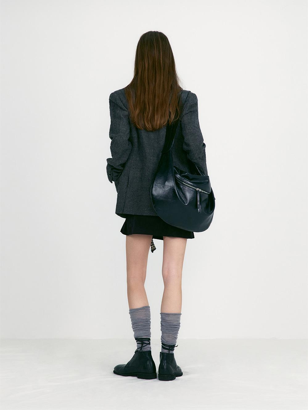 CRUMPLED SLIM WOOL BLAZER_TWEED CHECK GREY
