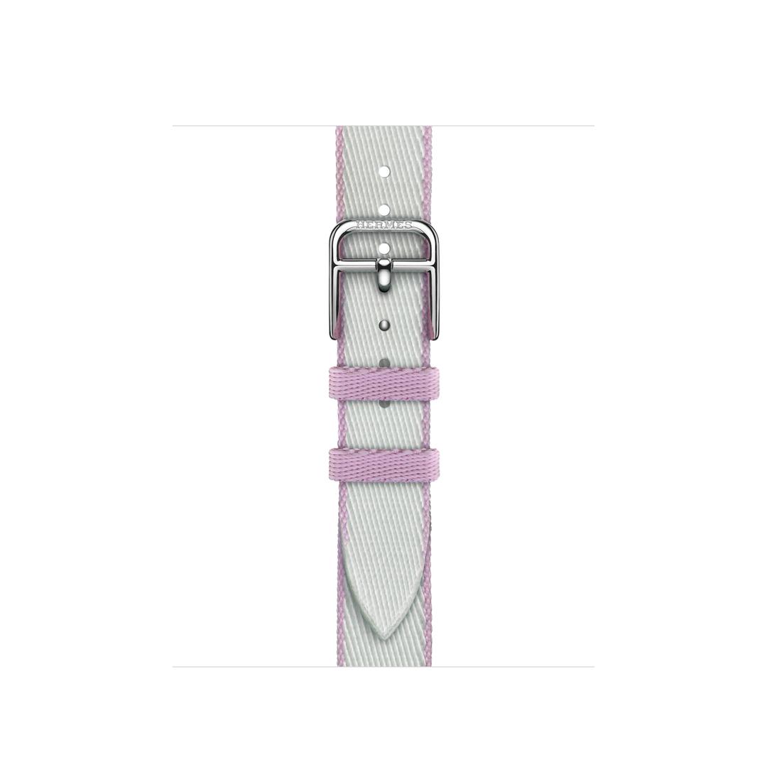 Apple Watch Hermès - 42mm 그리 플라띤/모브 Twill Jump Attelage 싱글 투어